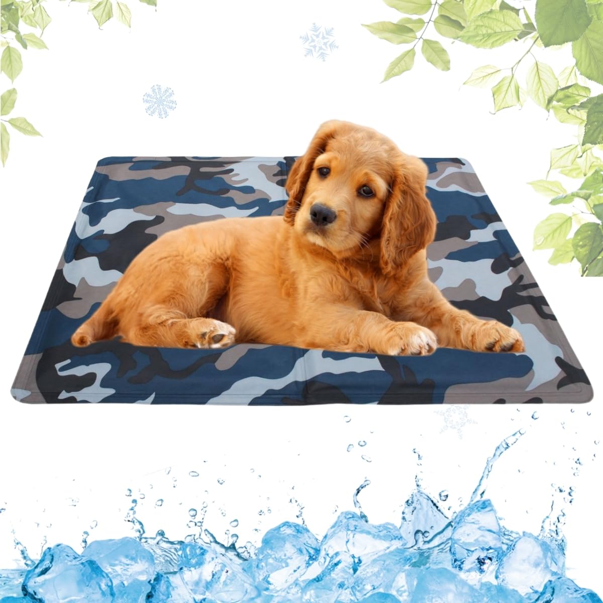 Alfombrilla Refrescante Perro con Gel No Tóxico, Cama Refrescante Gatos Verano, Manta Fria Auto Refrigerante para Mascotas Duradera y Resistente a los arañazos(Camuflaje,40x50cm)