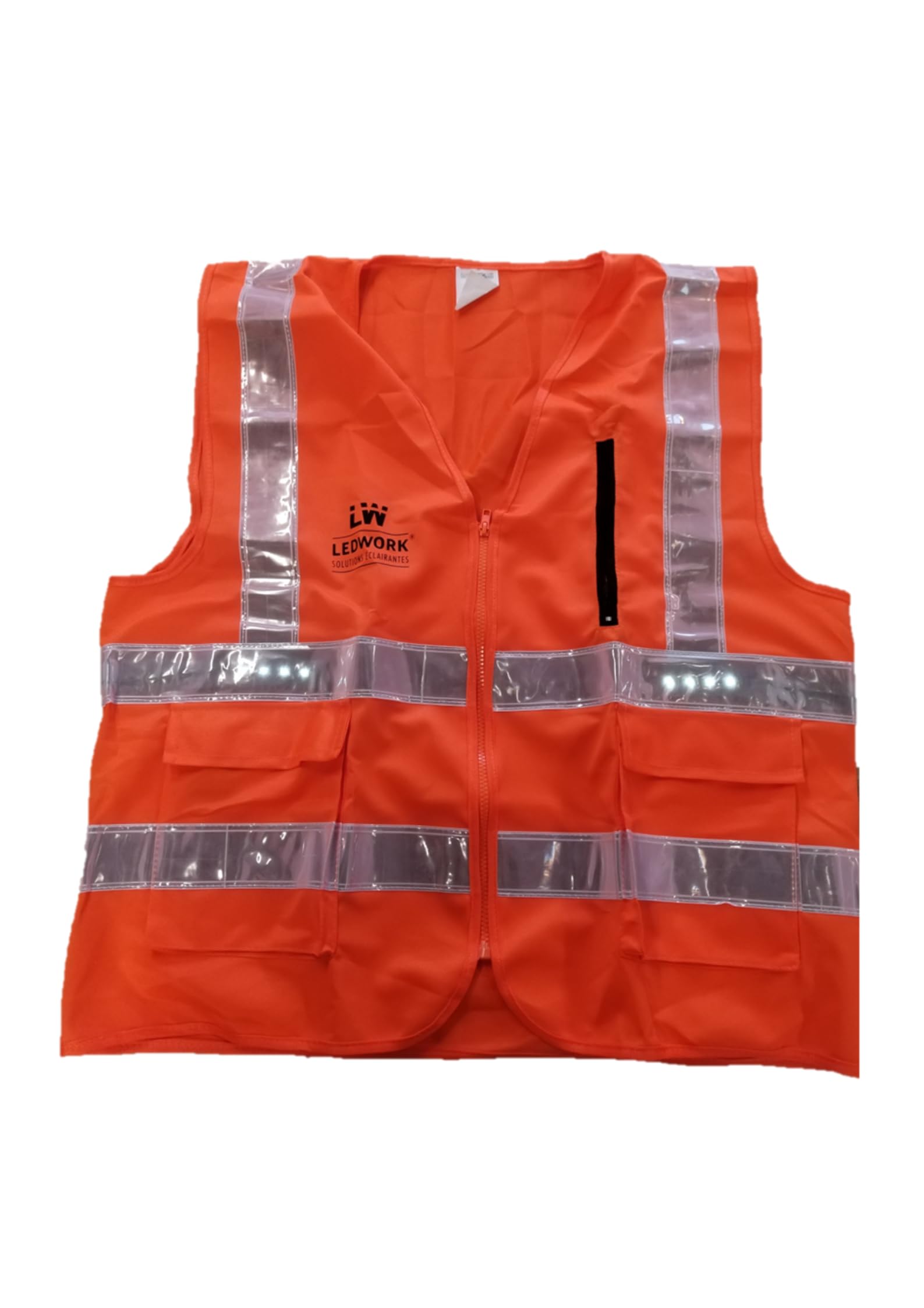 LEDWORK GILET DE SÉCURITÉ HAUTE VISIBILITÉ AVEC LED RECHARGEABLE SUR BATTERIE