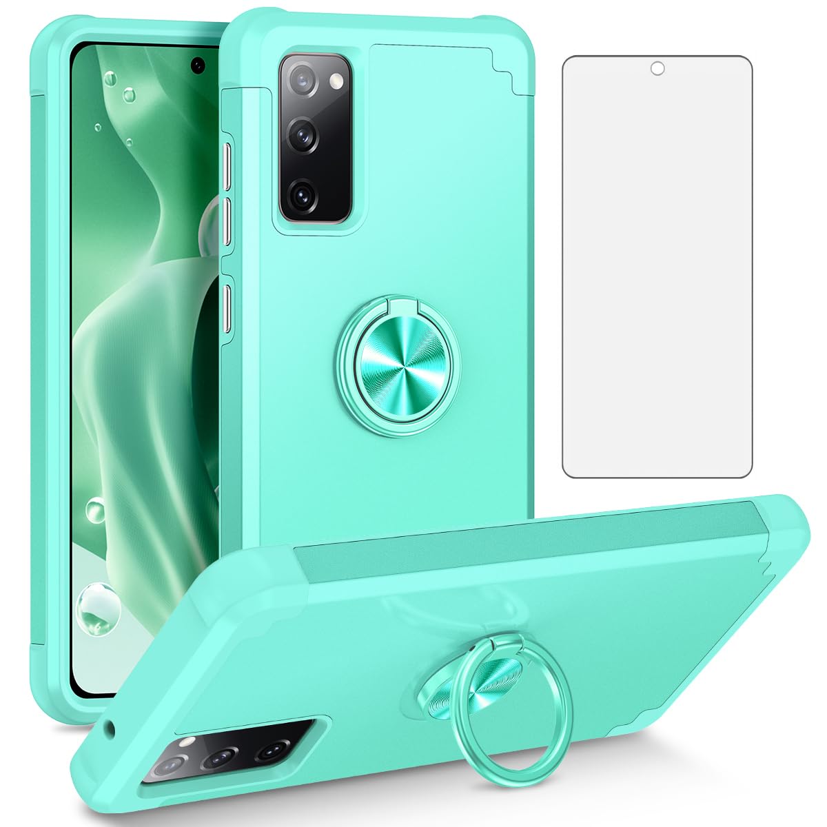 Asuwish Phone Case for Samsung Galaxy S20 FE 5G 6.5 inch with Screen Protector Cover and Magnetic Ring Holder Stand Cell S 20 EF UW 2022 S20FE5G S20FE