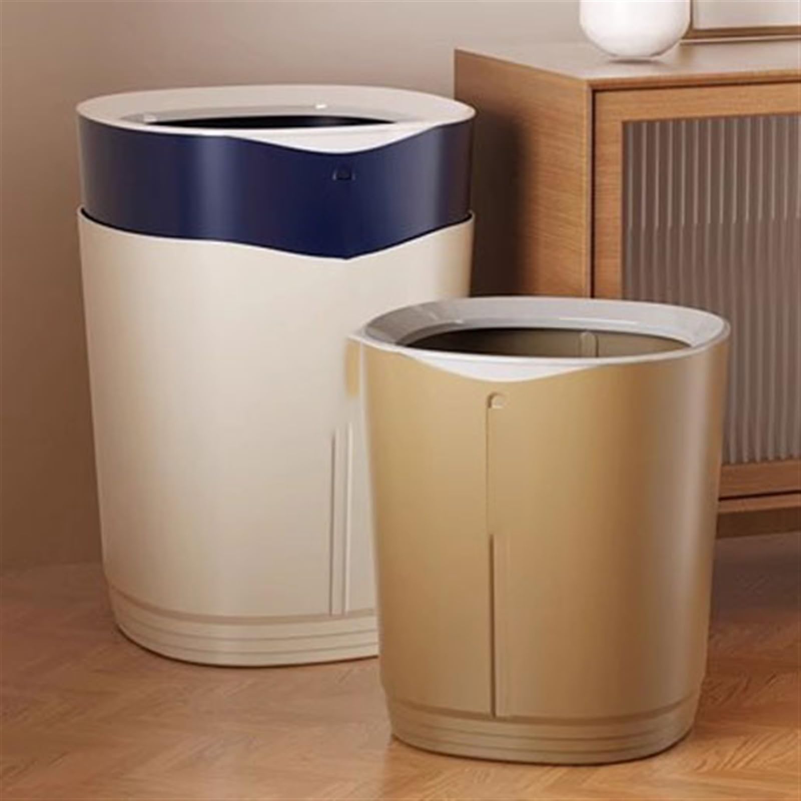 bidoni per la cucina Pattumiera domestica Soggiorno Cucina moderna Camera da letto di grande capacità Ufficio Bagno Lusso leggero e creativo bidoni per la polvere per la cucina(Bianco,Grande)