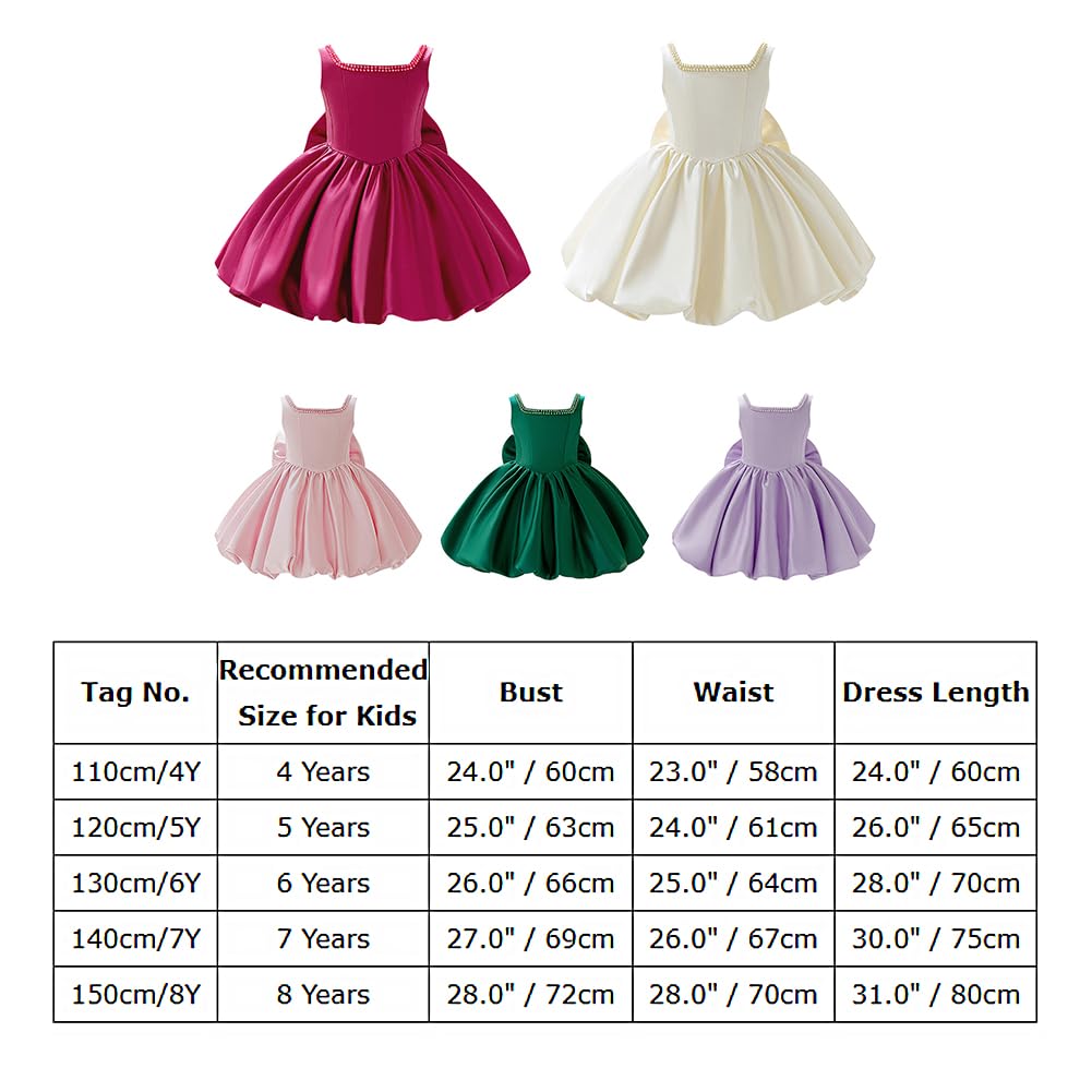 IBAKOM Vestido de niña de flores elegante: sin mangas vestido de satén vestido de fiesta para niños de 4 a 8 años - vestido de princesa festivo para bodas, cumpleaños