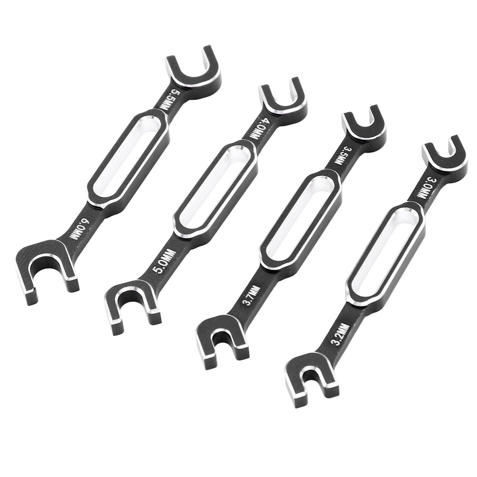 POENVFPO RC Car Wrench, 4PCS Aluminum Alloy RC Car Wrenches Turnbuckle Nut Ball Joint Remover Maintenance Spanner 3.06.0mm for Boat (Black โ image 1