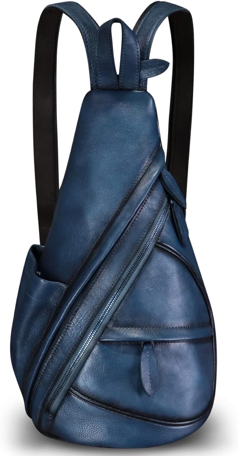 Genuine Leather Sling Bag for Men and Women Leather Sling Backpack Purses Chest Bag... - Image 2