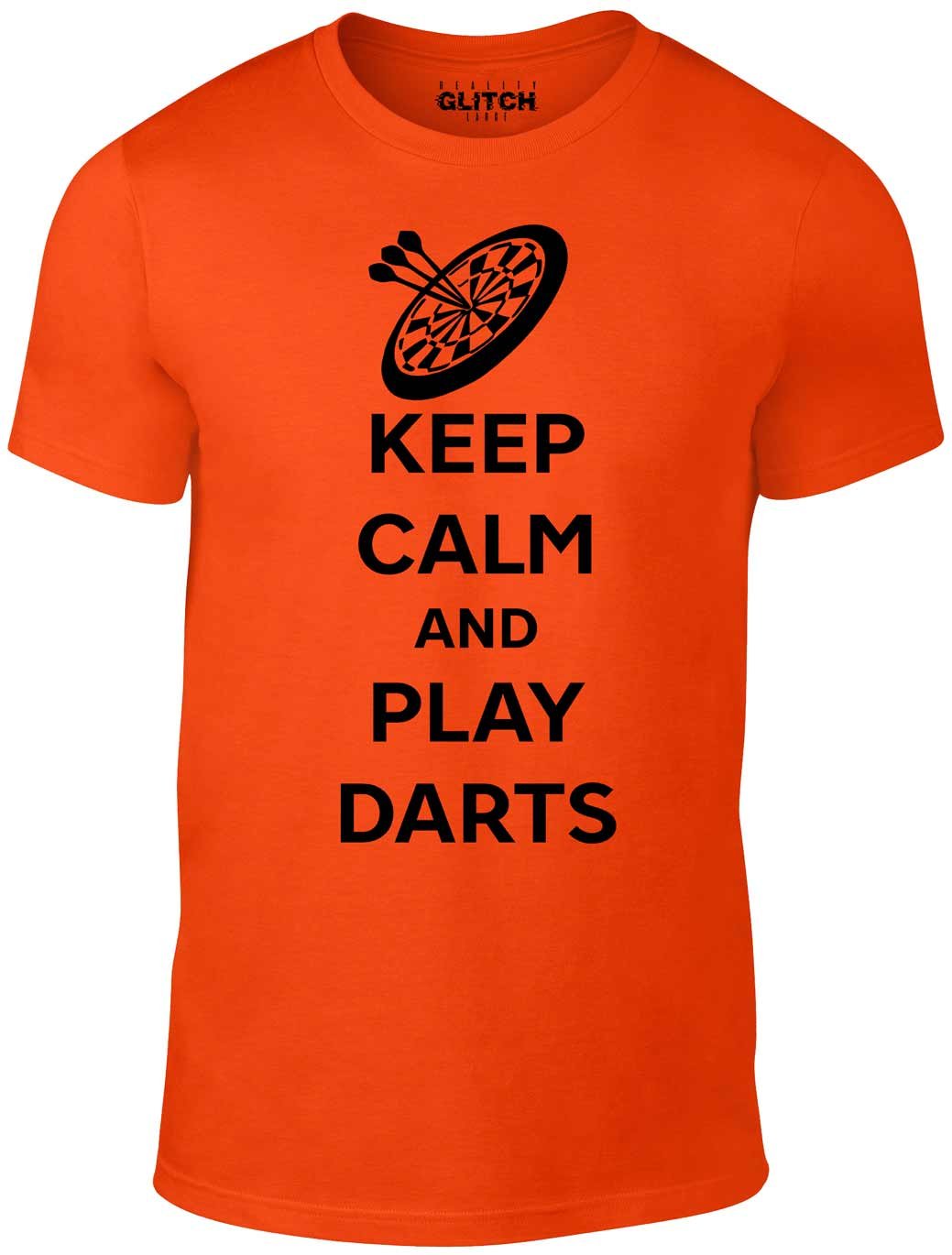 Reality Glitch Men's Orange Keep Calm And Play Darts T-Shirt.