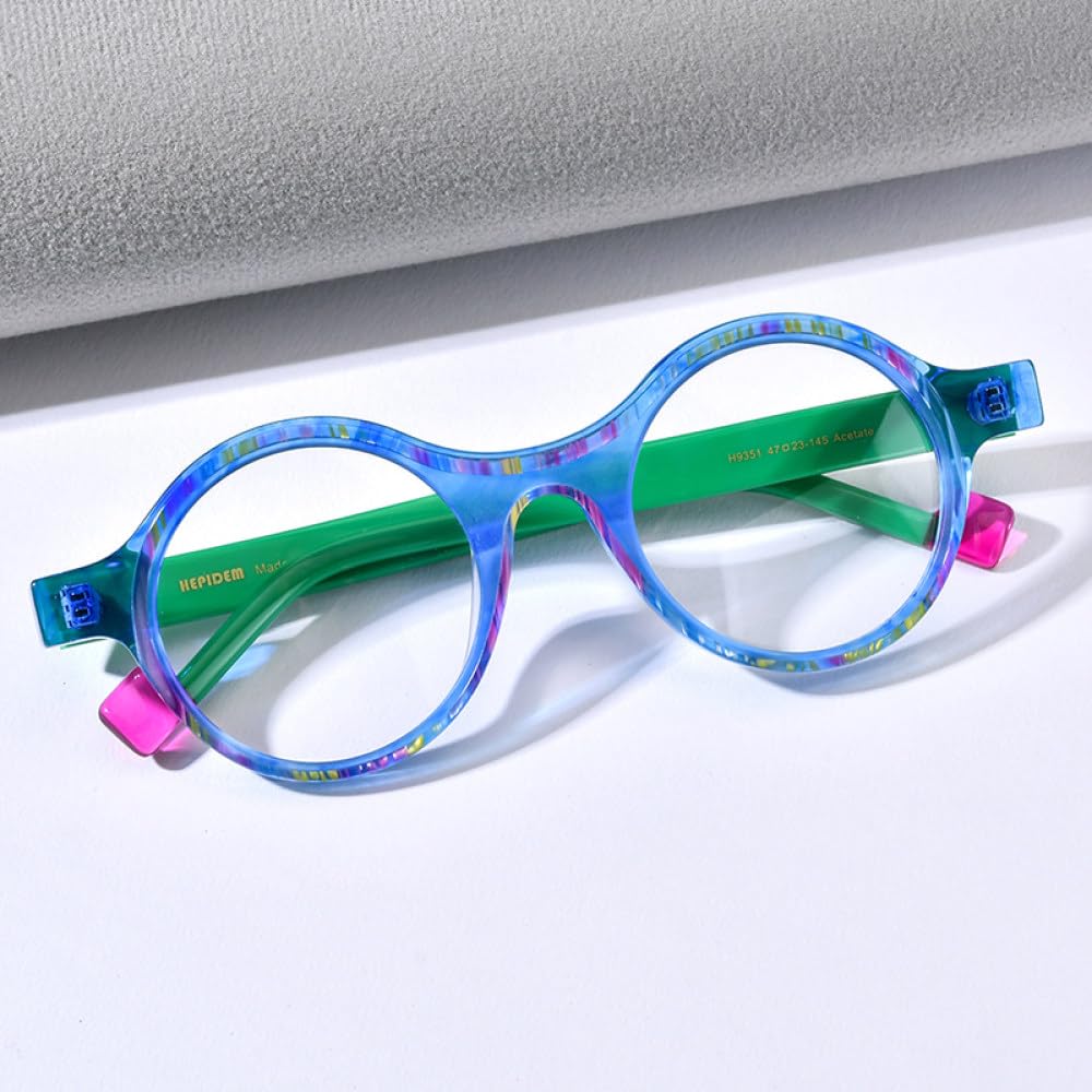 MUTYNE Acetat Brillengestell Herren Bunte Retro Runde Brillen Damen Brillen Brillen