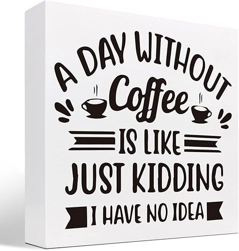 z-crange Letrero de madera con texto en inglés "Let's Have Coffee Together Forever" para decoración de escritorio, divertida caja de placa de madera