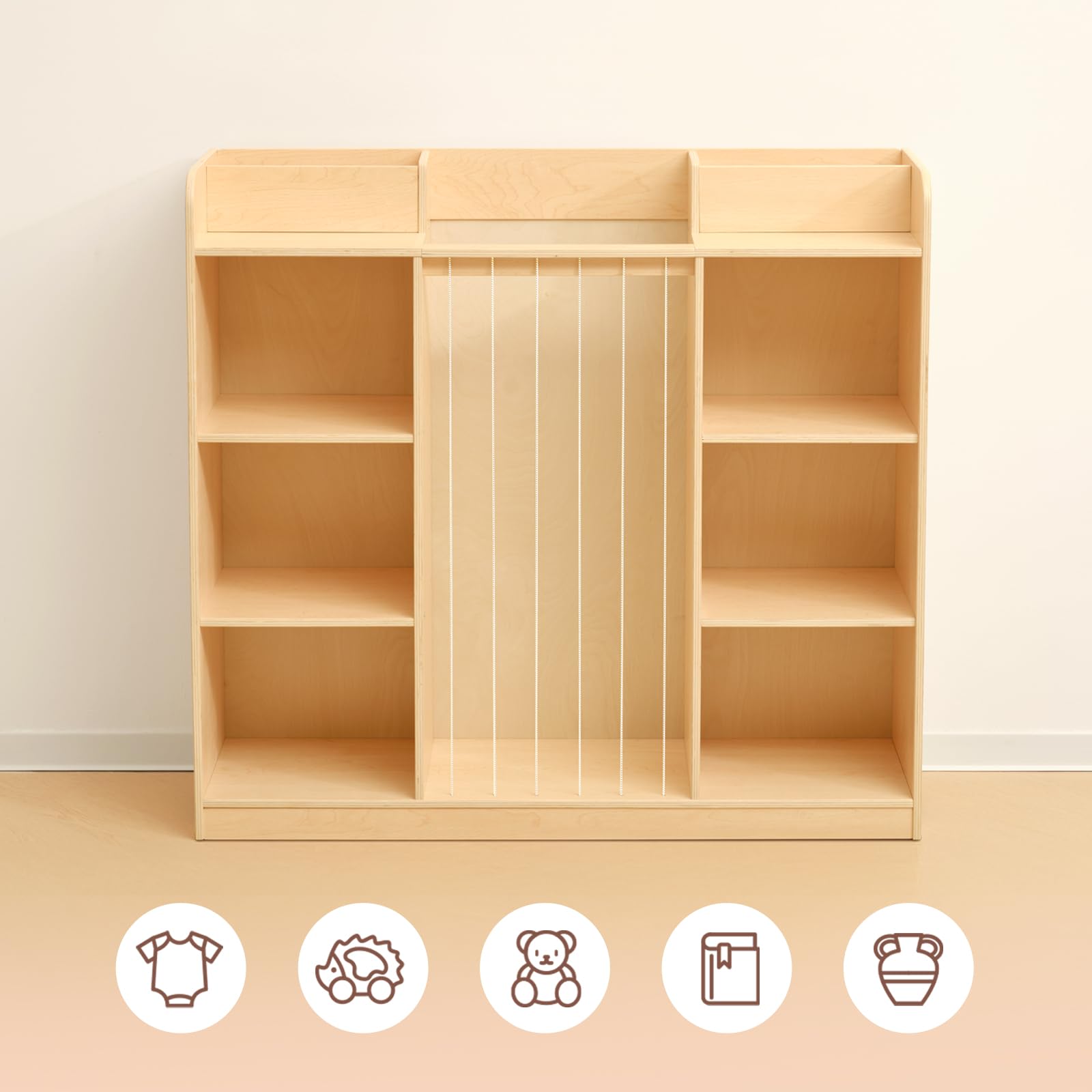 OOOK Rangement pour Animaux en Peluche, Organisateur à 3 étagères cubiques, étagère à Livres et Jouets pour Salle de Jeu, crèche et Maternelle