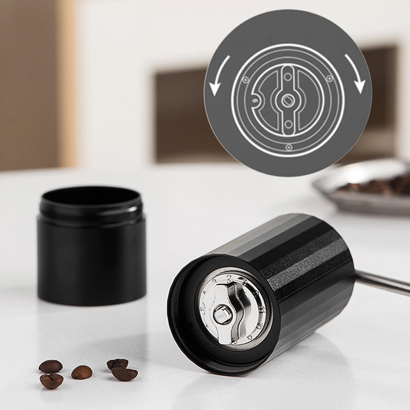 Molinillo de café manual ligero | Molinillo de café compacto | Molinillo de café de mano, molinillo de rebabas ajustable de acero inoxidable, molinillo cónico portátil para café molido fresco en | Preparador De Latte Para El Desayuno Para El Hogar Bar La