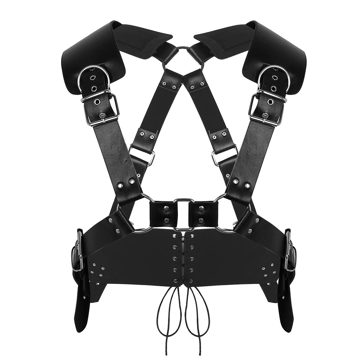 CHICTRYMen's PU Leather X Back Adjustable Body Chest Harness Belt Punk Costume