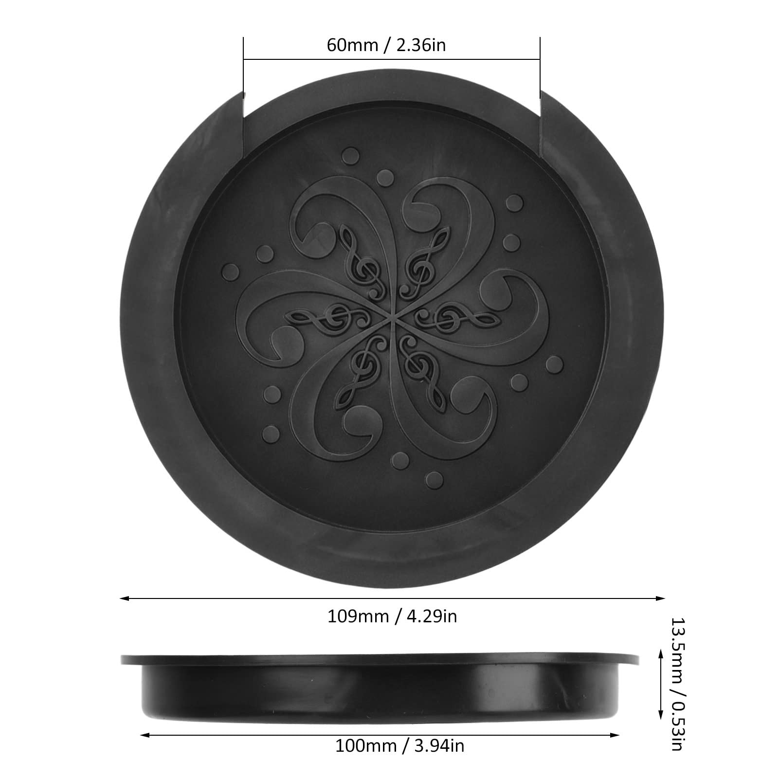 LiebeWH Copertura per Buca per Chitarra Riduttore di Feedback Tappo in Gomma per Chitarra Acustica Copertura per Foro Sonoro Morbido Antipolvere per Chitarrista (Nero)