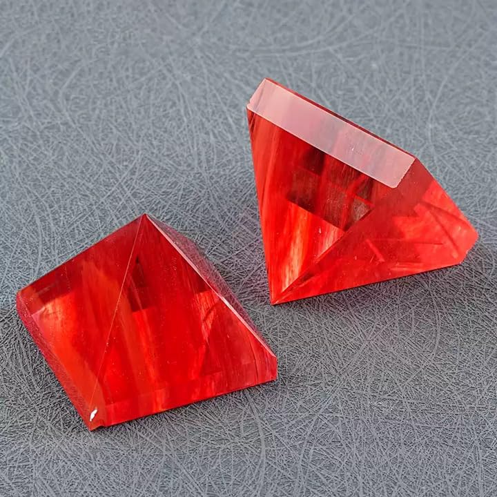Piramide di Cristallo Rosso – Torre di energia di Cristallo Fuso, Statuetta di Pietra Grezza di Cristallo curativo, Decorazione per casa e Ufficio,