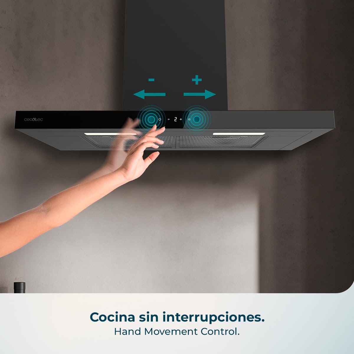 Cecotec Campana Extractora en forma de T Bolero Flux TT 704400 Inox A++, 70cm, 413,3m³/h de succión, Clase A++, Control Táctil Invisible, Hand Movement Control, Función Booster, Filtros Lavables — view 8