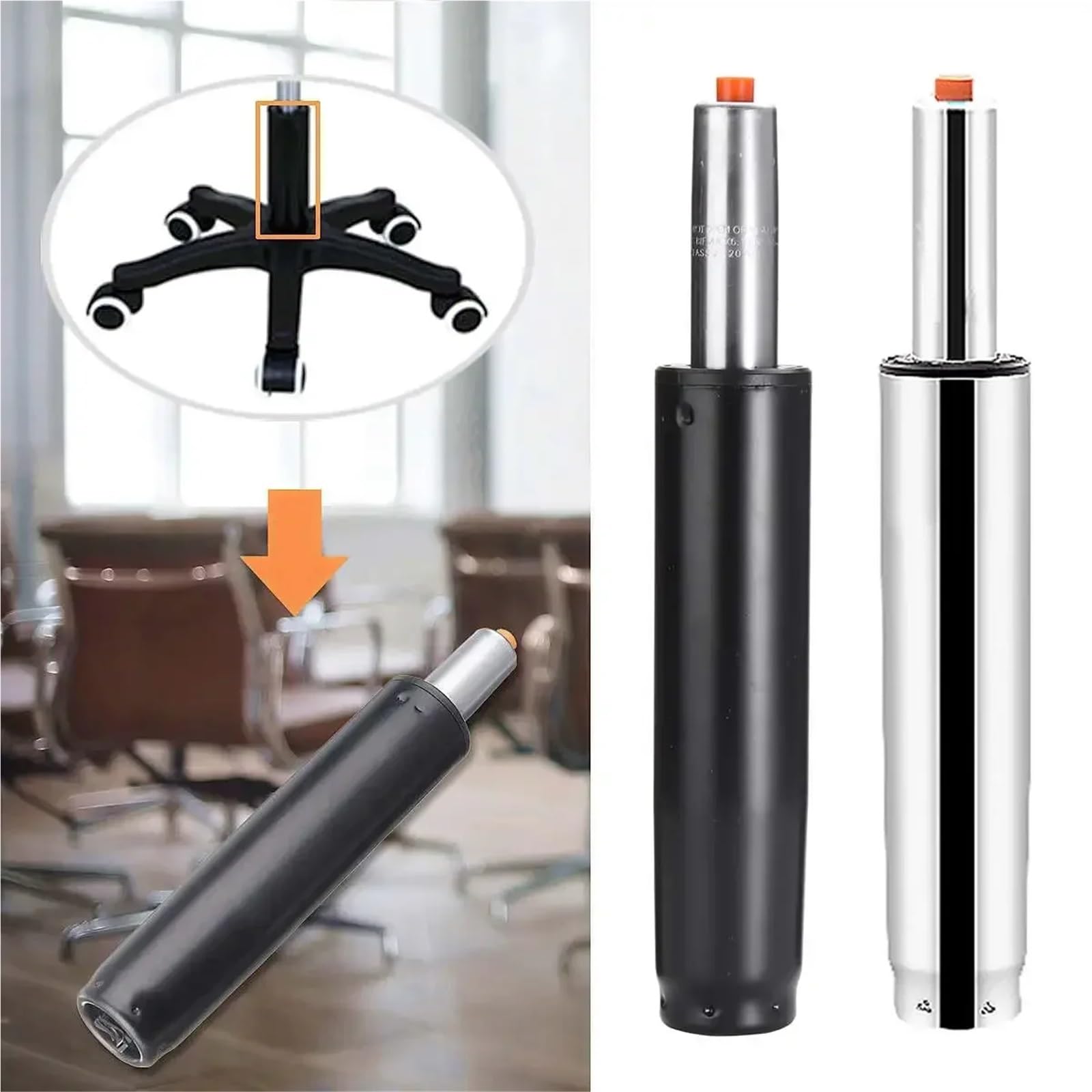 Cilindro di sollevamento a gas for sedia for sgabello da bar Ammortizzatore Sedile a pistone Accessori ricambio Asta supporto pneumatico for carichi pesanti(Black)