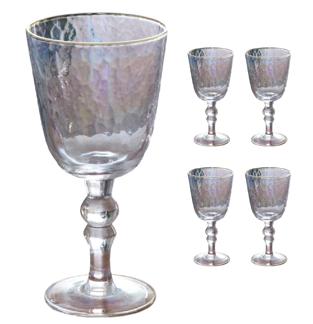 Beatriz Ball GLASS Mother of Pearl All Purpose Glass with Gold Rim Set of 4 Clear and Gold