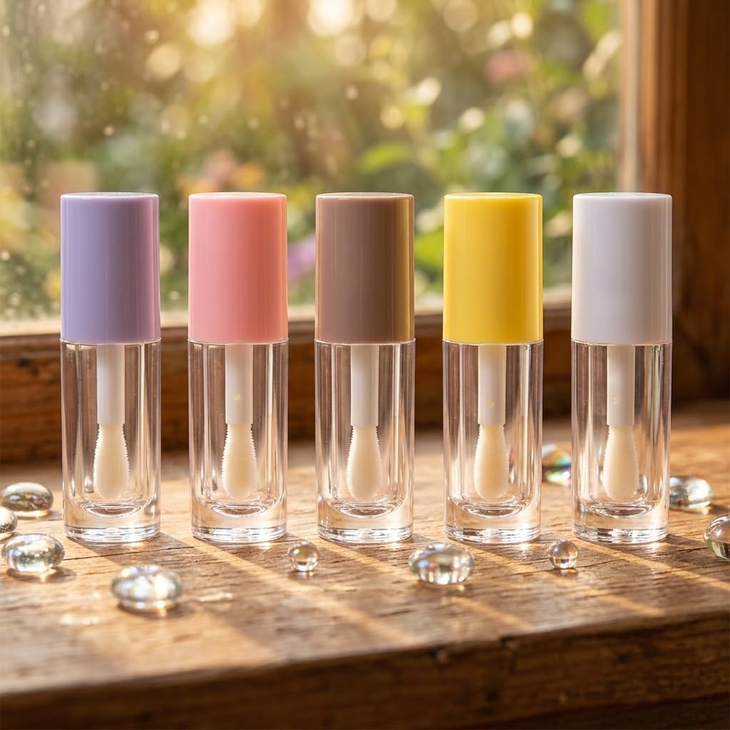 5pcs 6ml colorful empty Lip Gloss Tubes with Big Brush for DIY makeup