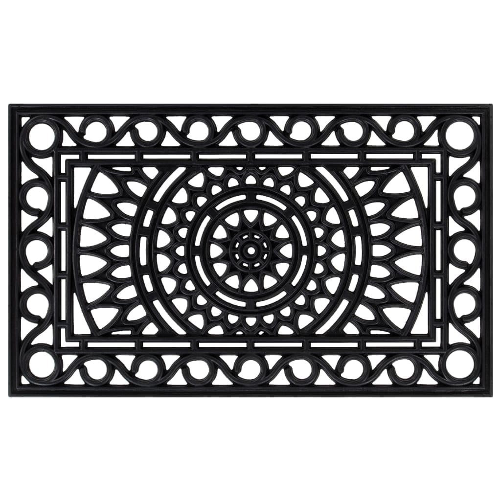 Fußmatte Gummi 45x75 cm - rutschfeste Gummimatte für Außen und Innen - Robuste Türmatte mit Drainage - Schmutzfangmatte Rechteckig für Eingangsbereich Küche Garten Schwarz