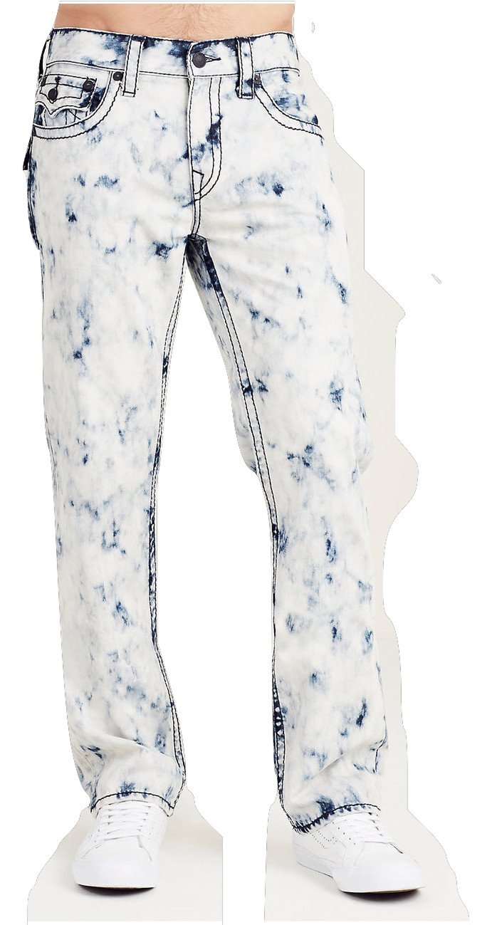 True Religion Men's Straight Leg Relaxed Fit Big T w/ Flap Jeans in Off White