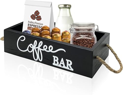 Organizador de estación de café de madera caja de almacenamiento para encimera soporte para cápsulas de café cesta organizadora de tazas K soporte