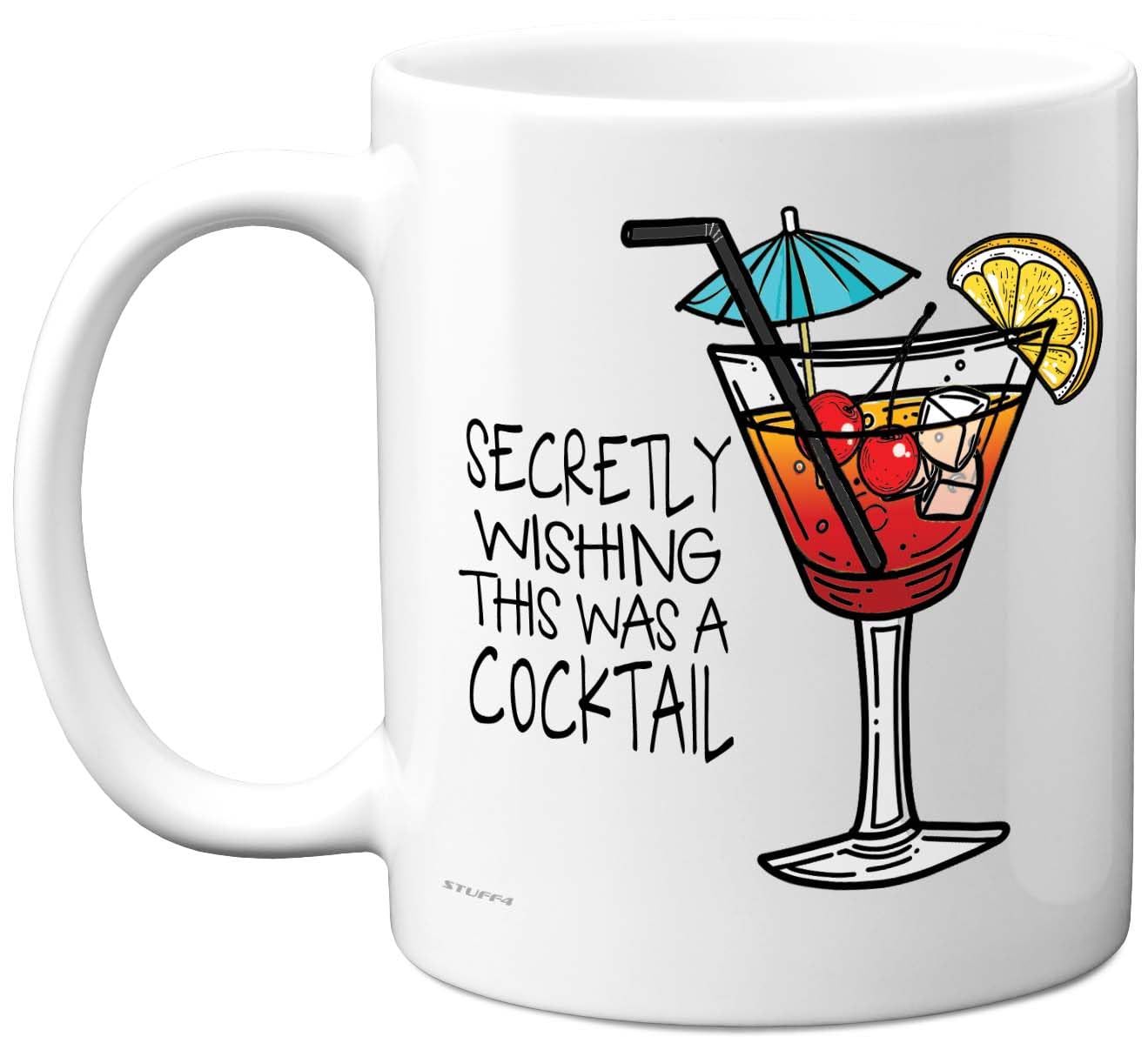 Funny Mug for Women Men - Secretly Wishing This was A Cocktail - Funny Birthday Mugs Present Gifts for Friend Family Colleague, 11oz Ceramic Coffee Humour Joke Banter Cup