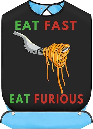 JNIAP Baberos de espagueti para adultos, baberos de pasta con recogedor de migas, baberos italianos ajustables para comer, protectores de ropa para