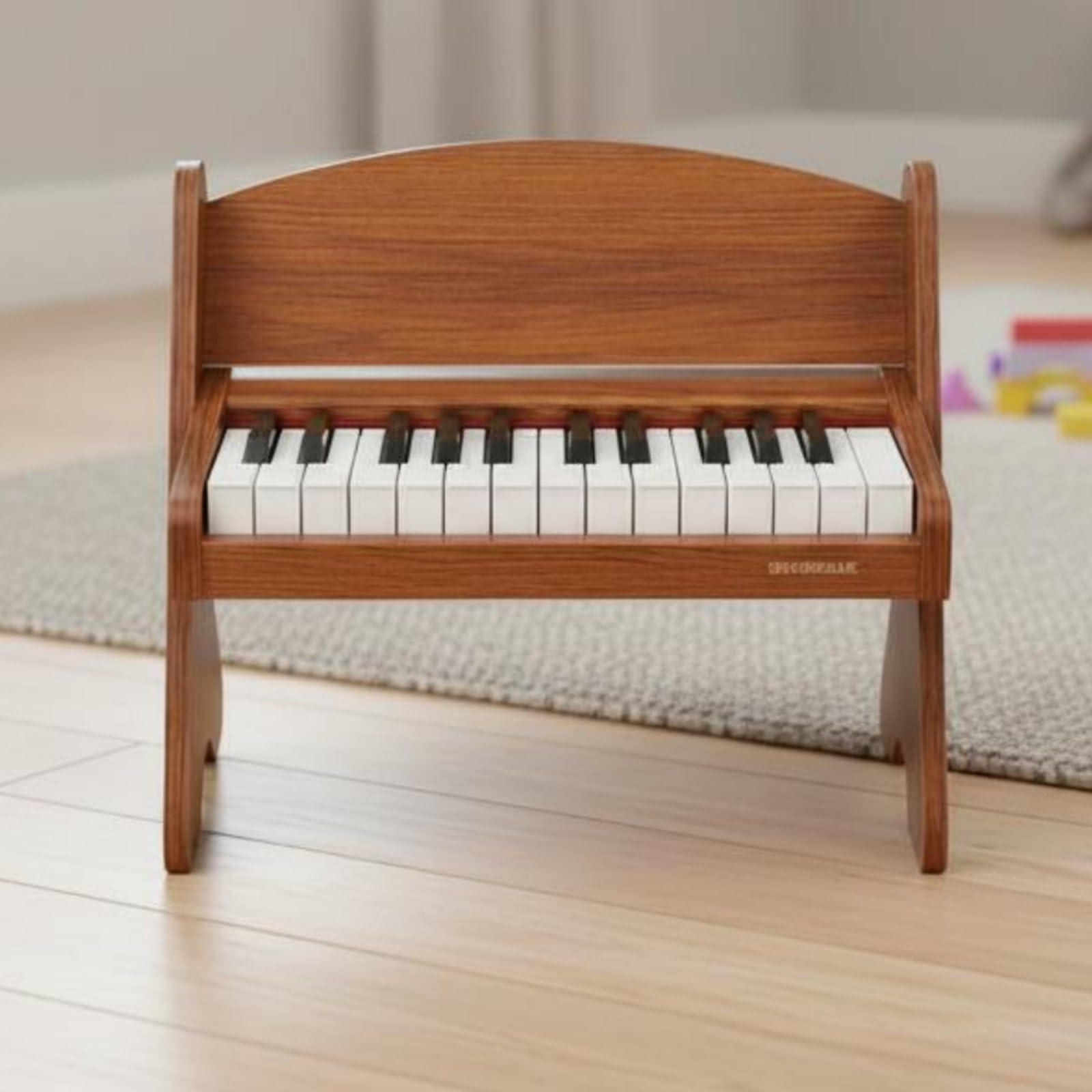 Kinder E Piano Kinderklavier Spielzeugklavier Keyboard Elektronik mit Holzgehäuse Und 25 Tasten Fördert Rhythmus Und Musikinteresse für Vorschule , Brown , Plug-in