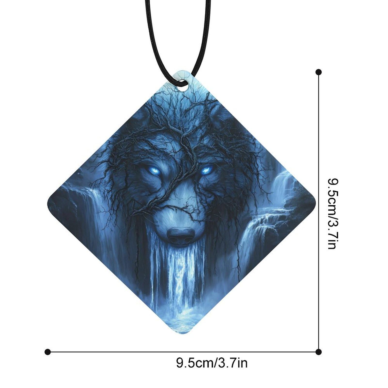 Mystic Tree Wolf Car Air Freshener Hanging Aromatherapy Tablets for Car Accessories Rhombus