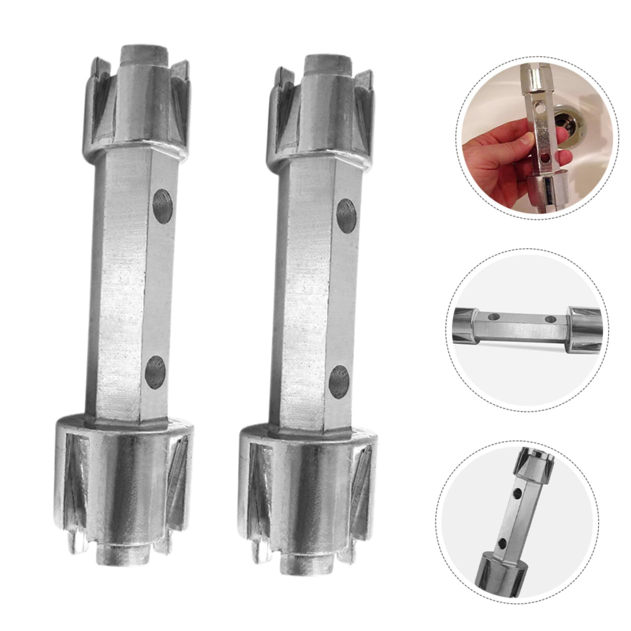 Uonlytech Llave de Trinquete para Desagüe de Bañera 2 Piezas Plata