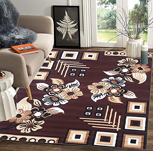 Image of Soft Thick Washable Rugs for Home Decor Living Room 6x8 Feet (180 x 235 Cm) Brown Color