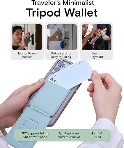 Miniatura 4 de MOFT MOVAS - Cartera de trípode para iPhone, múltiples ángulos, soporte ligero para teléfono, cartera magnética de cuero vegano MOVAS, imanes