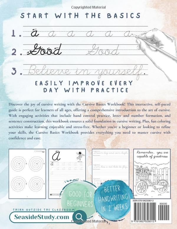 Cursive Basics Lettering Workbook: Alphabet and Word Tracing Practice for Elementary Kids Cursive and Penmanship Writing Drills Workbook - Image 2
