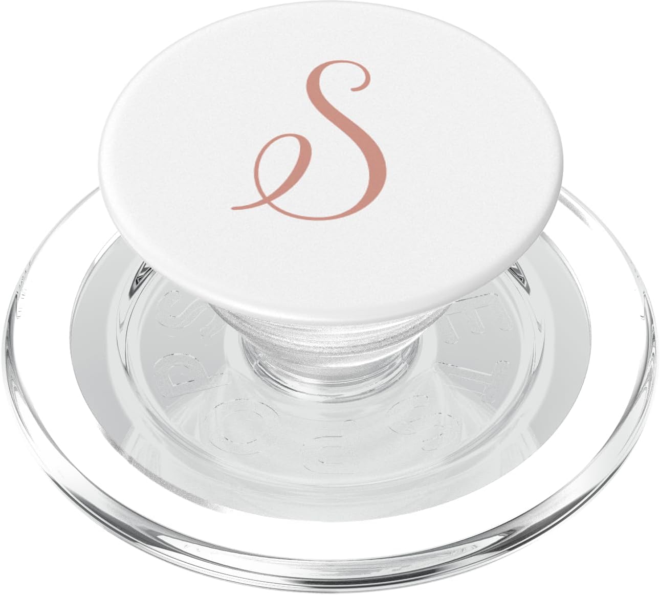 S Initial Monogram Blush Pink and White Capital Letter PopSockets PopGrip: Swappable Grip for Phones & Tablets PopSockets PopGrip for MagSafe
