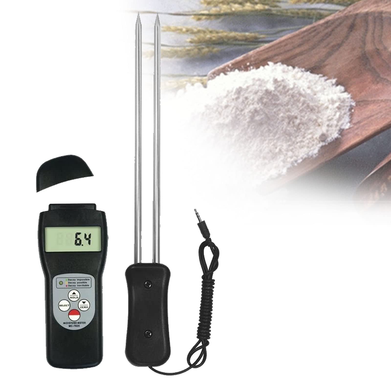NVYAZJ Grain Moisture Meter Moisture Content Detector Multifunctional Grain with Low Voltage Prompt Measuring Range Moisture 7~30% Accuracy Moisture ±(0.5% n+0.5), for Food Grain