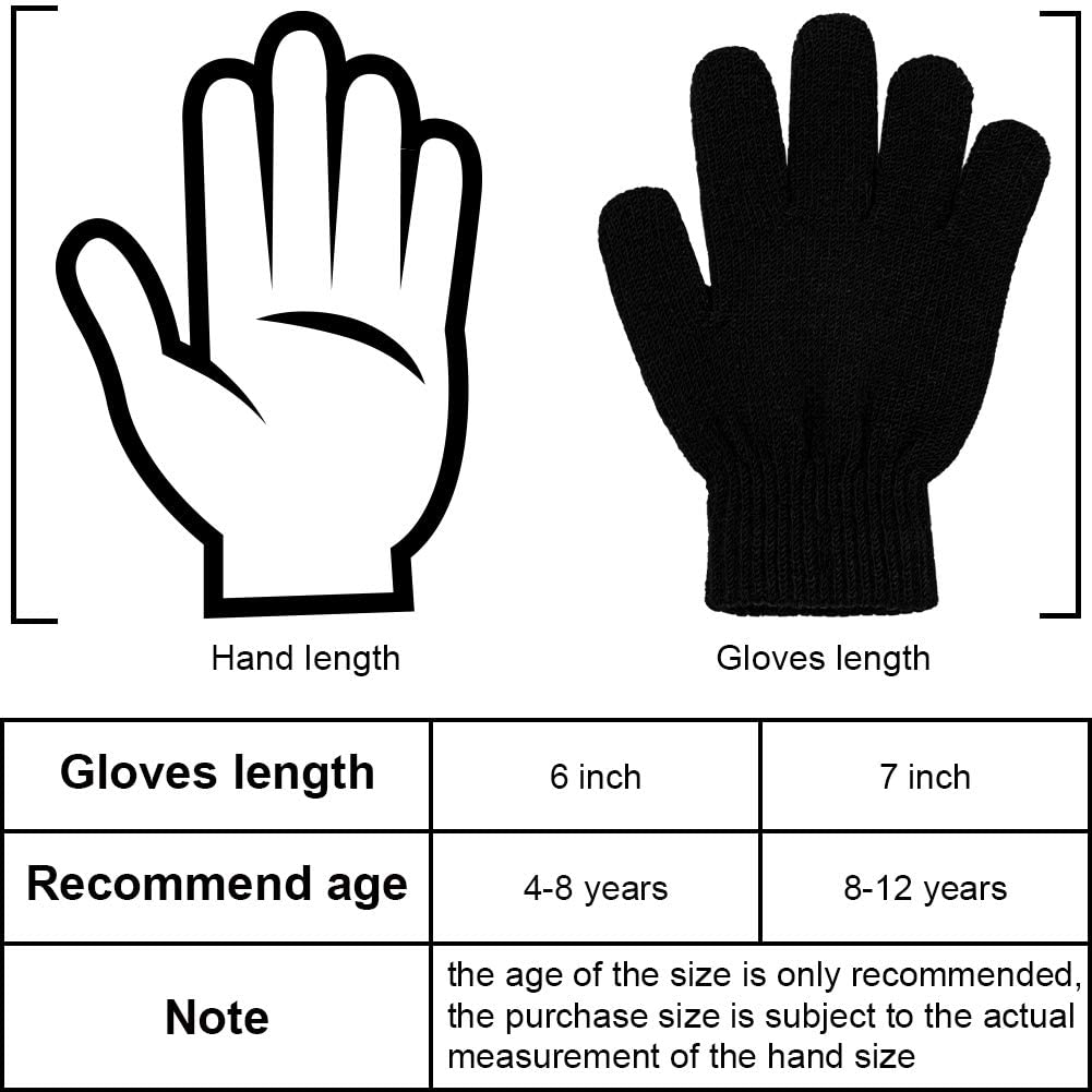 Remifa 12 Pairs Kids Winter Gloves, Christmas Gifts for kids Children Warm Magic Knit Gloves for Boys Girls