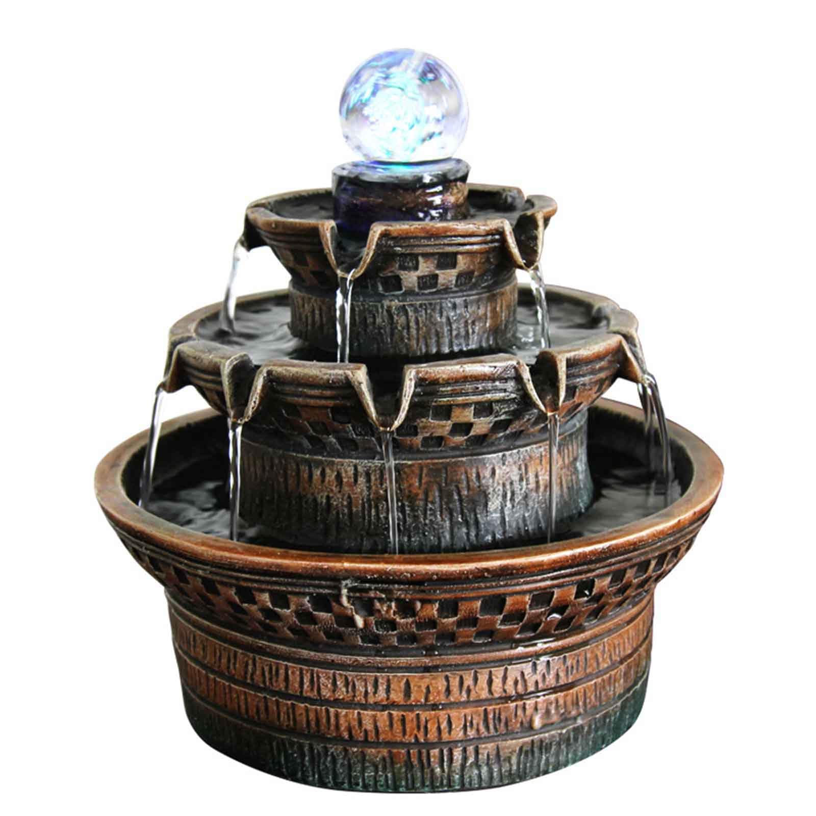 DFrywdgSEY tabletop fountain, 3-Tier Waterfall with Rolling Glass Ball, Electric Pump & Soothing Sounds for Home Decoration