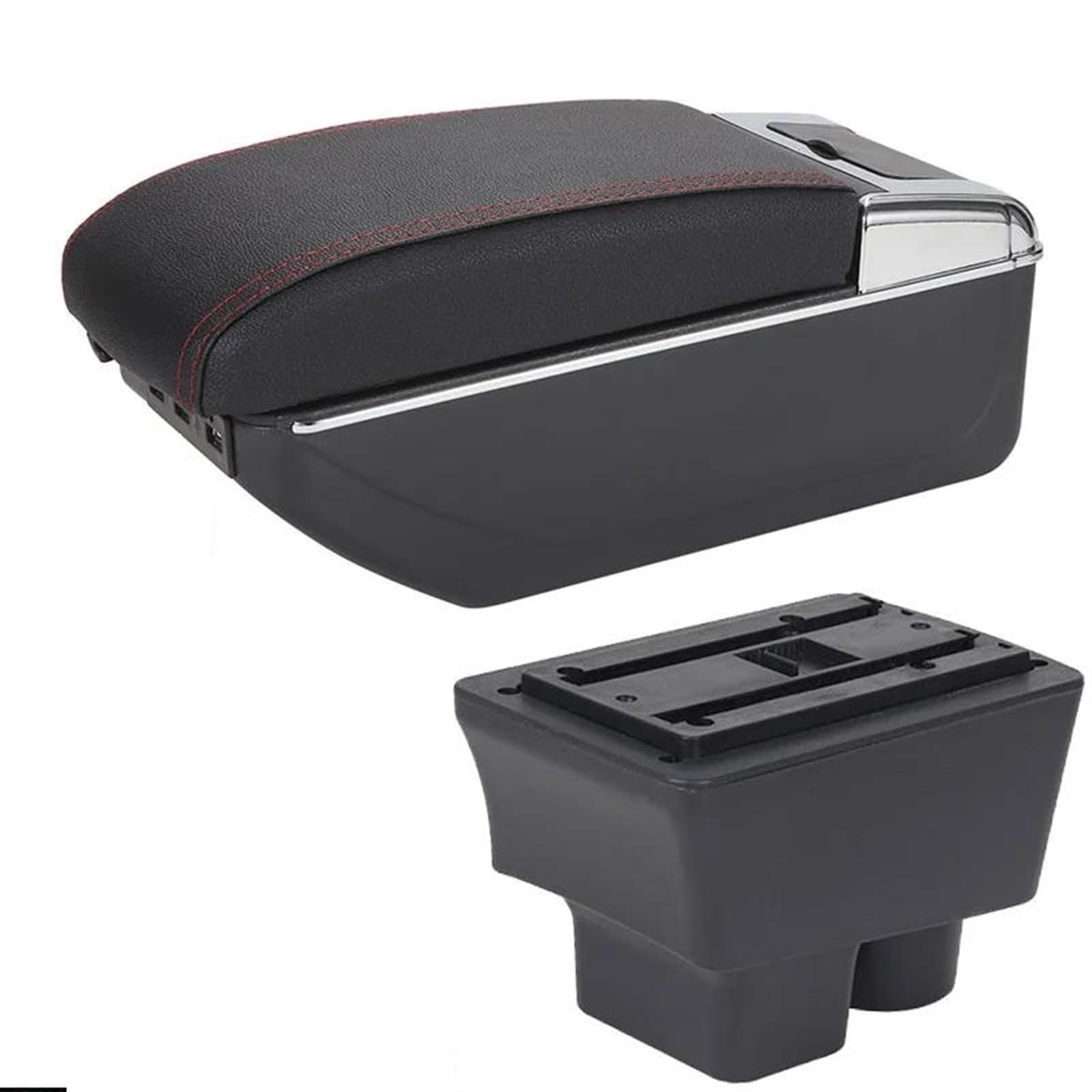 NOHEEU Car Armrest Box Retrofit Parts Storage Interior Accessories For Fabia II 2 2008-2014(A1 Black red 7USB)