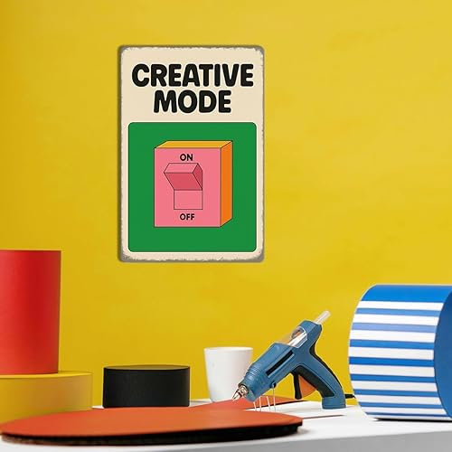 Miniatura 7 de Cartel de lata Creative Mode de 8 x 12 pulgadas, decoración de pared de metal retro para escritorio de oficina, sala de juegos, estudio o espacio de