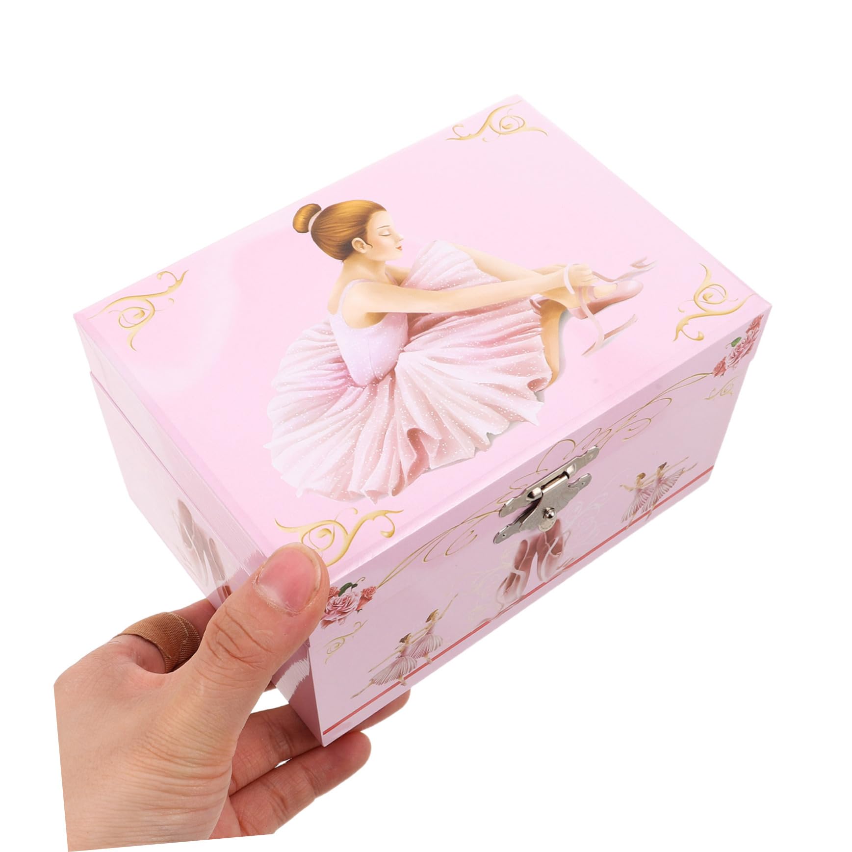 Ipetboom Joyero Musical Bailarina Rosa de 5 Pulgadas, Caja de Música de Ballet para Niñas, Organizador Compacto de Joyas, Decoración Infantil y Obsequio para Cumpleaños