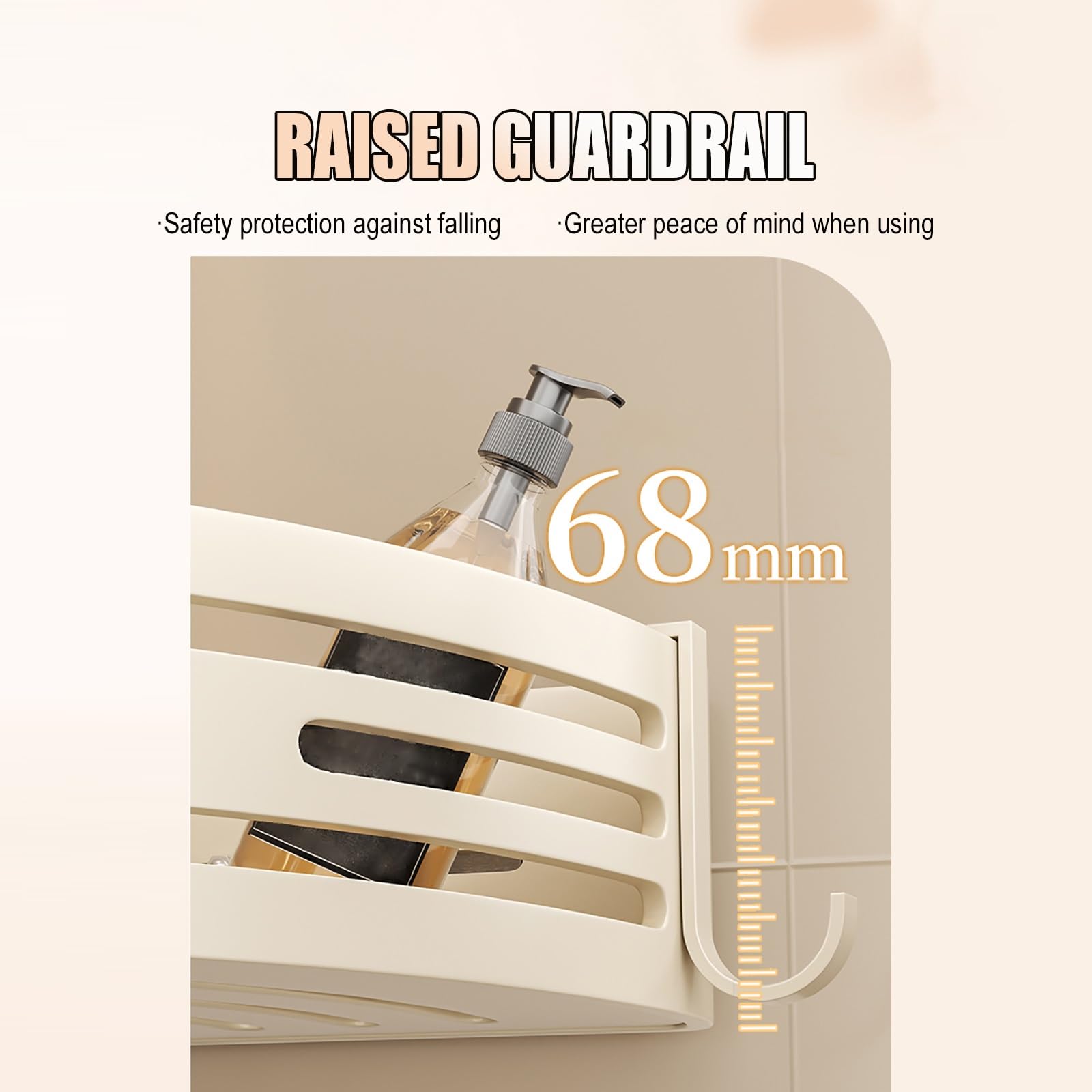 Estante esquinero de ducha adhesivo de gran capacidad, resistente al óxido y al agua, sin taladros, solución de almacenamiento extraíble de una sola capa para baño
