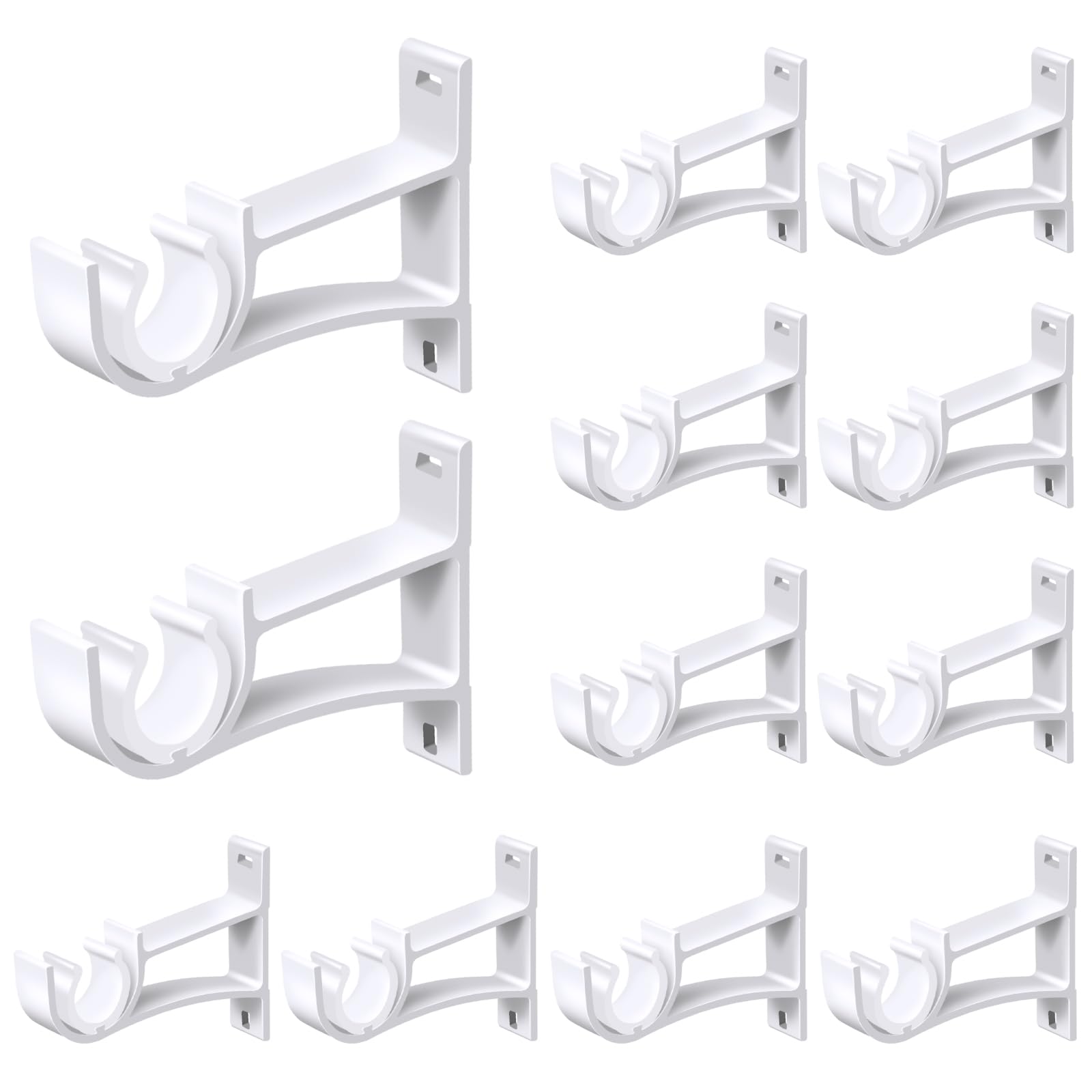 Gudui Curtain Rod Bracket 12 Pack, Heavy Duty Curtain Rod Holders White Curtain Rod Hooks for 1 Inch Drape Rods, Single Curtain Rod Brackets Rod