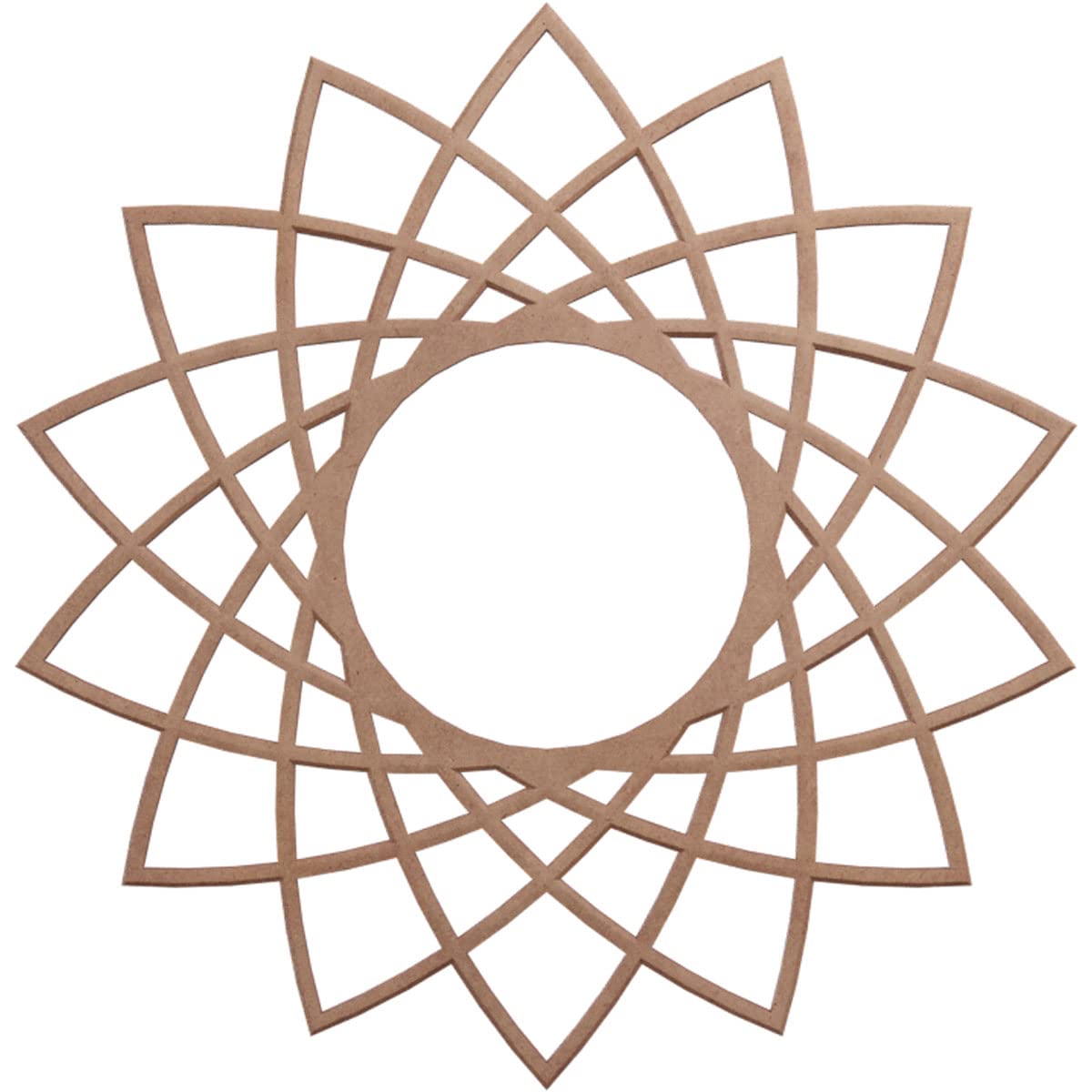 Ekena Millwork 16"OD x 6 1/8"ID x 3/8"T Eleanor Wood Fretwork Pierced Ceiling Medallion, Wood (Paint Grade)