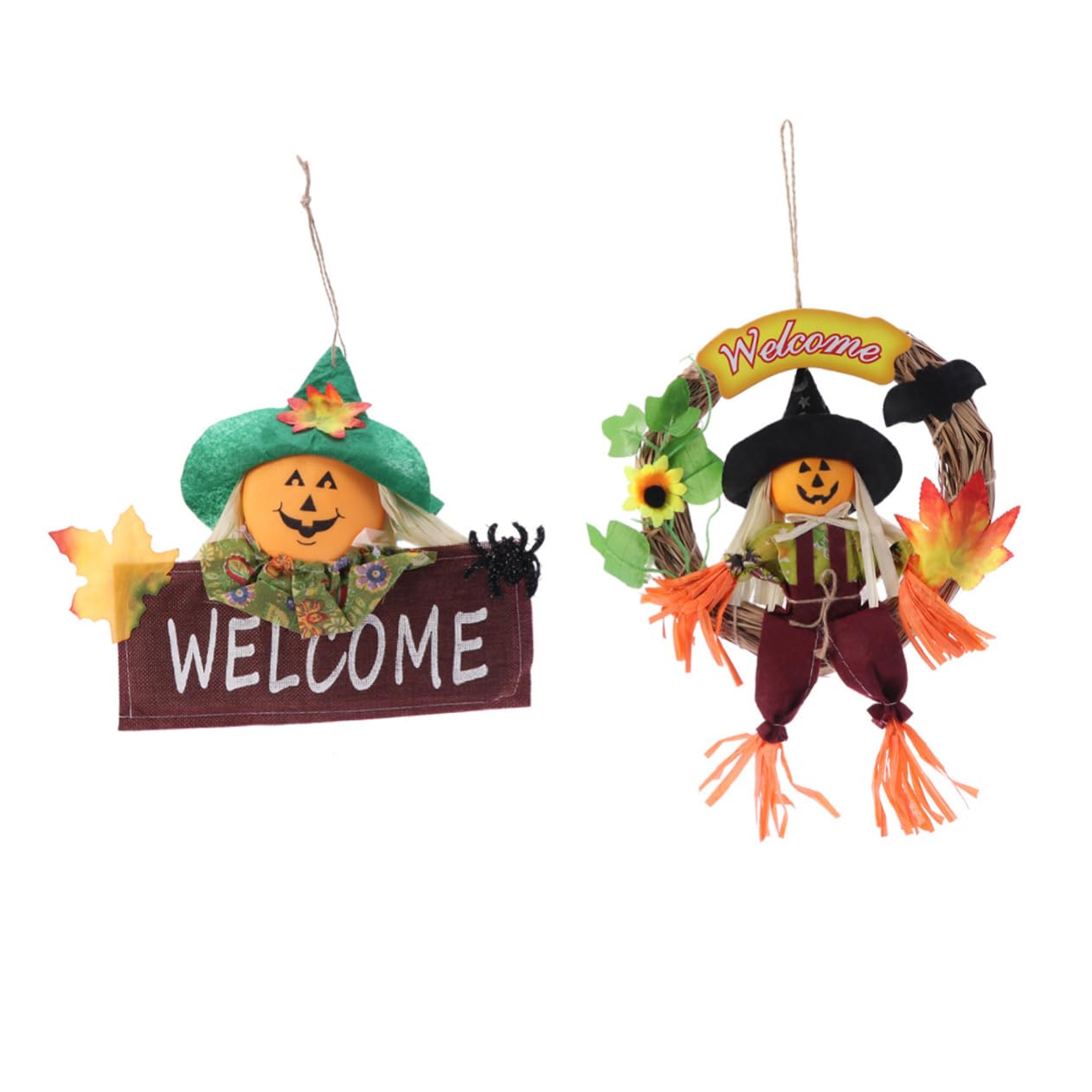 PRETYZOOM Halloween Garland Ornaments Straw Plastic Decorative Door Hanger Wreath Scarecrow Mall Store Decor Random Color