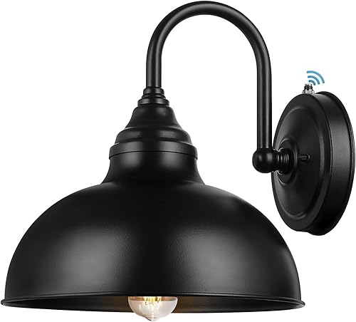 Luz de granero de cuello de cisne - Iluminación exterior de granja del atardecer al amanecer, 1 luz de cuello de cisne al aire libre con sensor de