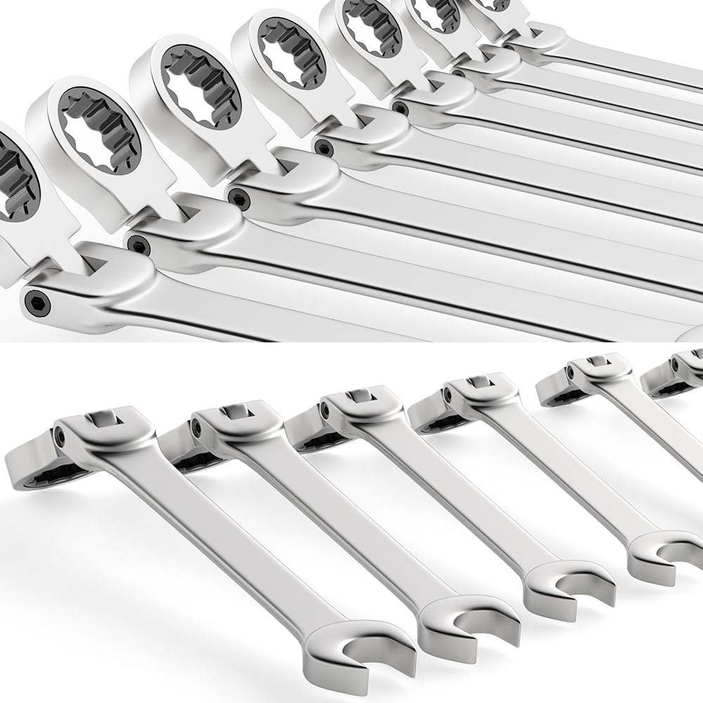 MaulschlüSsel Set Ratschenschlüssel-Set mit flexiblem Kopf – metrische Ratschen-Maulschlüssel, Zahnradschlüssel-Set, Autoschlüssel-Reparatur-Werkzeug-Set SchraubenschlüSsel Set (Color : 7 pcs)