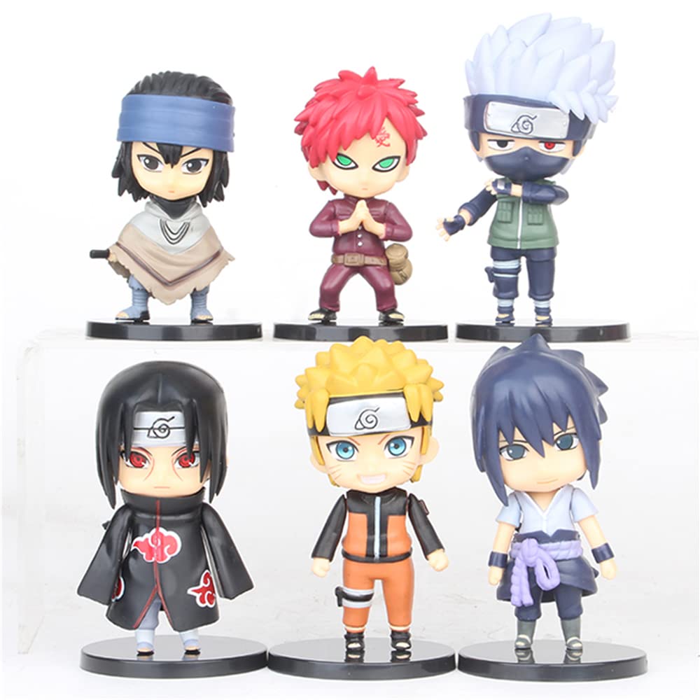 Tinion|| Naru-to 6pc Set Action Figure Miniature Doll (Toy Figure) Special Edition for Car Dashboard, Decoration, Cake, Office Desk & Study Table (Package of 6) (height-10cm)