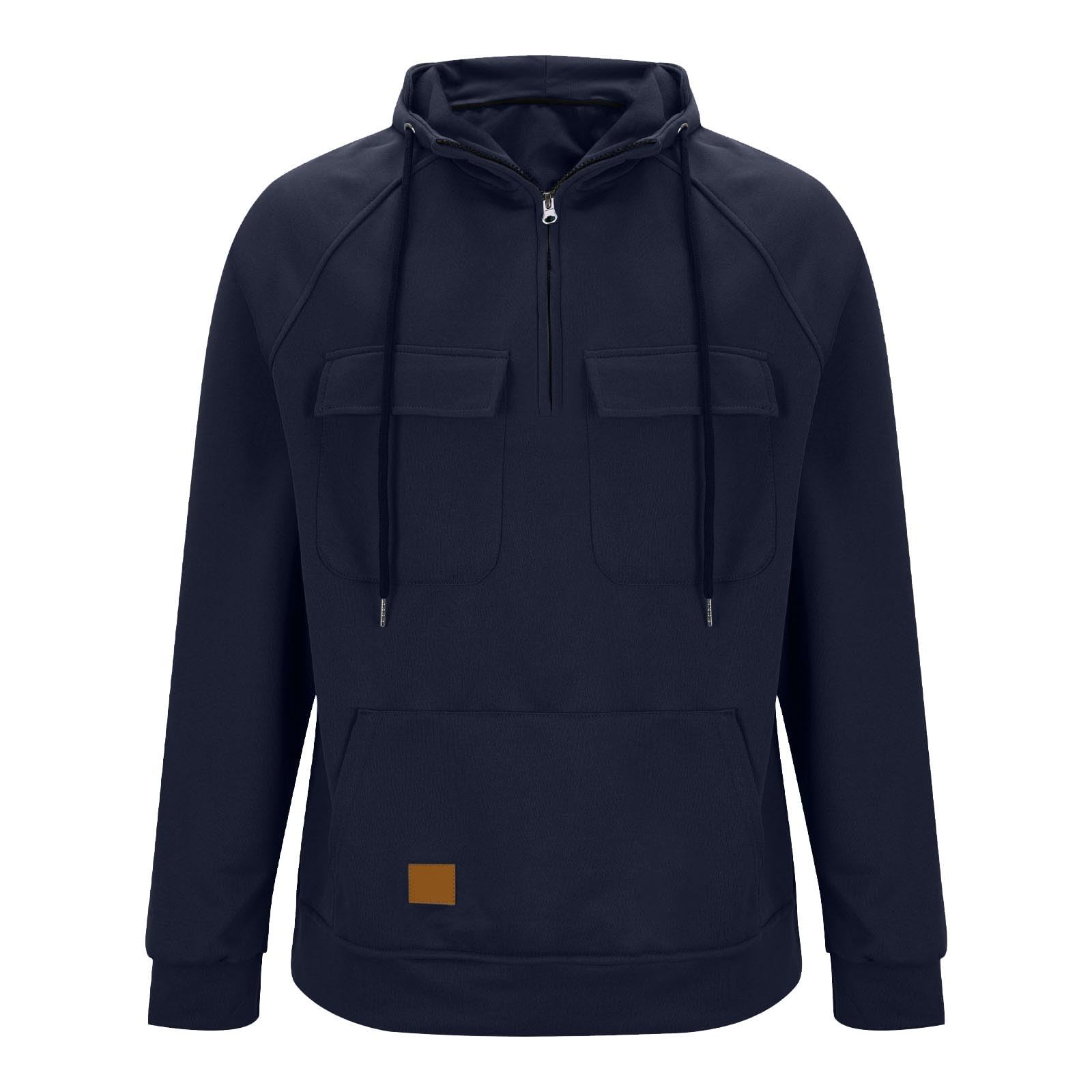 Sudaderas Hombre con Capucha Talla Grande Sudadera de Trabajo Manga Larga con Multibolsillos para Hombres Color Sólido Sueltos Hoodie Casual Cómoda Outwear Casual Pullover Hombre Otoño e Invierno