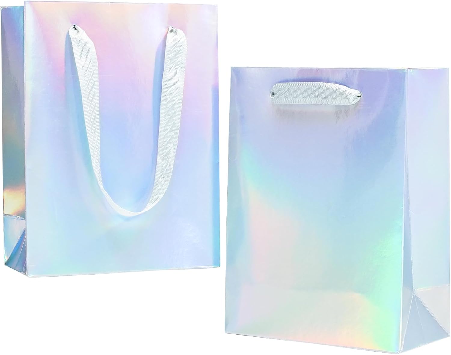 UnicoPak Iridescent Gift Bags, 30 Pcs Small Size 6x3.2x8 Inch Cardboard Paper with Waterproof Glossy Finish, Party Favor Bags for Birthday, Wedding, Bridal Shower Holographic