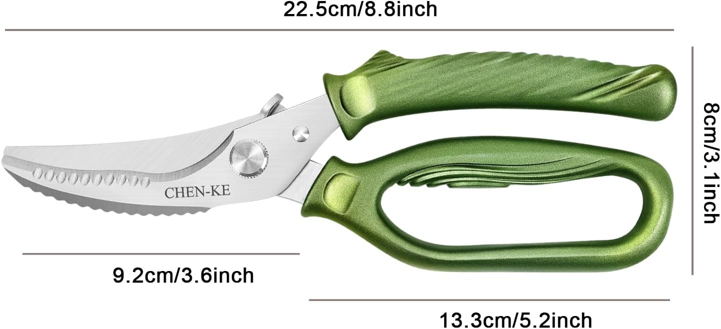 CHEN-KE Rust Resistant Heavy Duty Multipurpose Kitchen Shears-Green