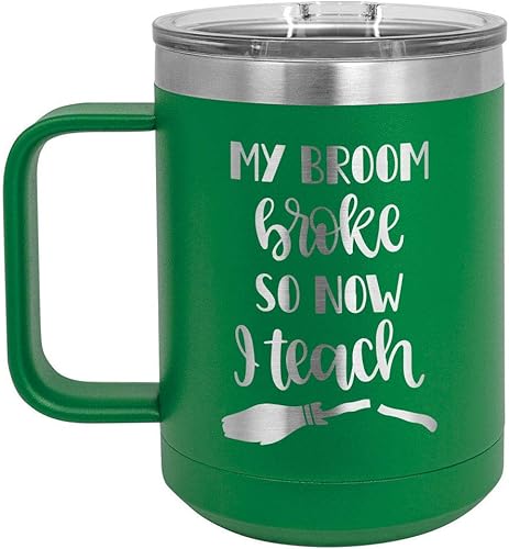 Miniatura 7 de MY BROOM BROKE SO NOW I TEACH ORANGE Taza de café de 15 oz con tapa deslizante  Divertidos diseños de fiesta de Halloween e ideas de regalos de
