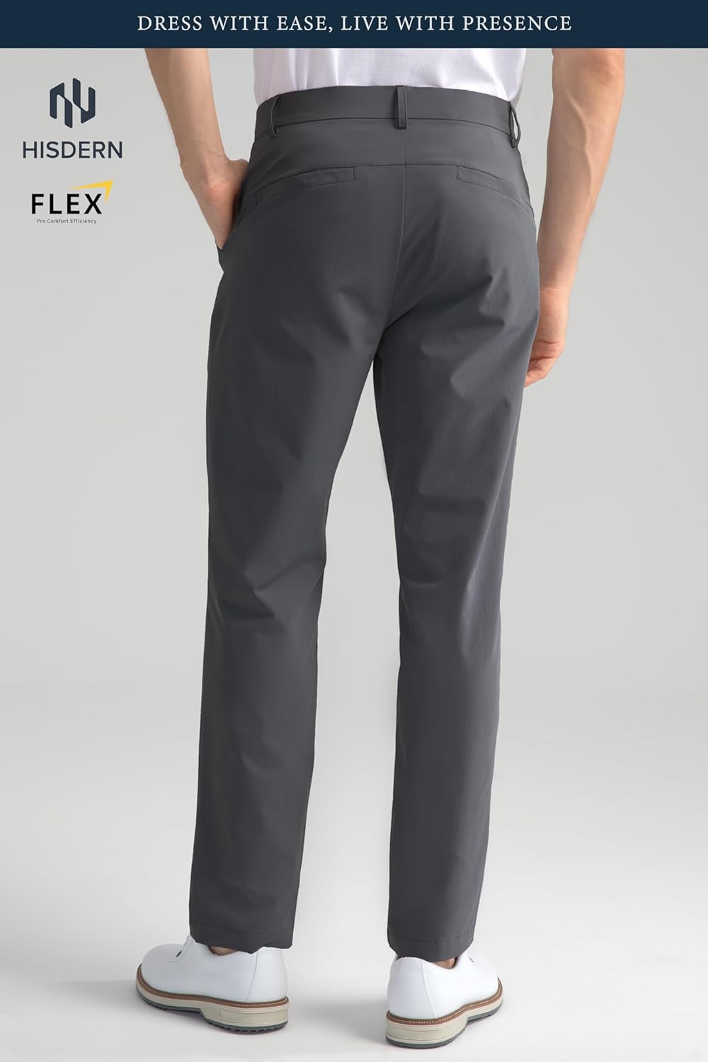 HISDERN Flex 301 Men's Stretch Golf Pants 30"/32" Lightweight Quick Dry Comfy for Business and Casual with Utility Pocket - Image 3