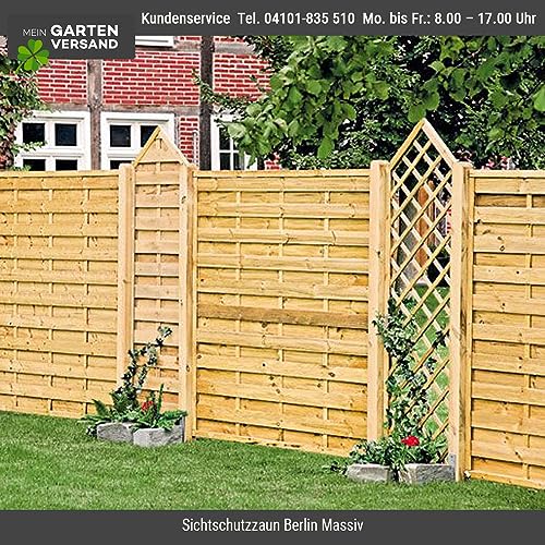 Preiswerter Sichtschutz Windschutz Gartenzaun Maß 60 x 180 cm (Breite x Höhe) aus Kiefer/Fichte Holz, druckimprägniert 'Berlin' Massiv